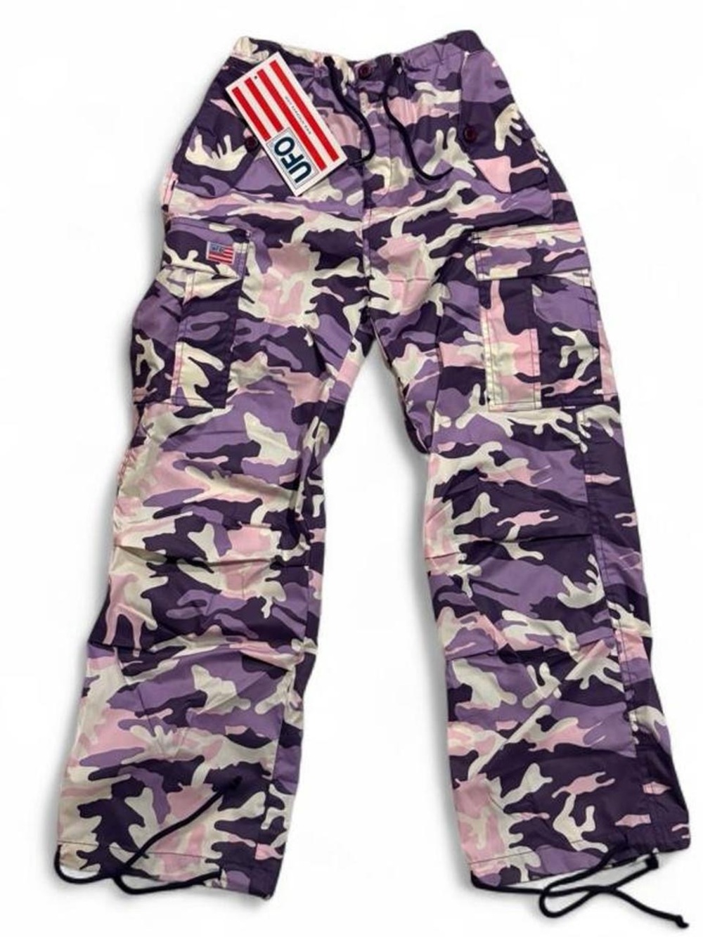 NEW deadstock vintage Kids Y2K UFO cargo parachute pants purple pink ca